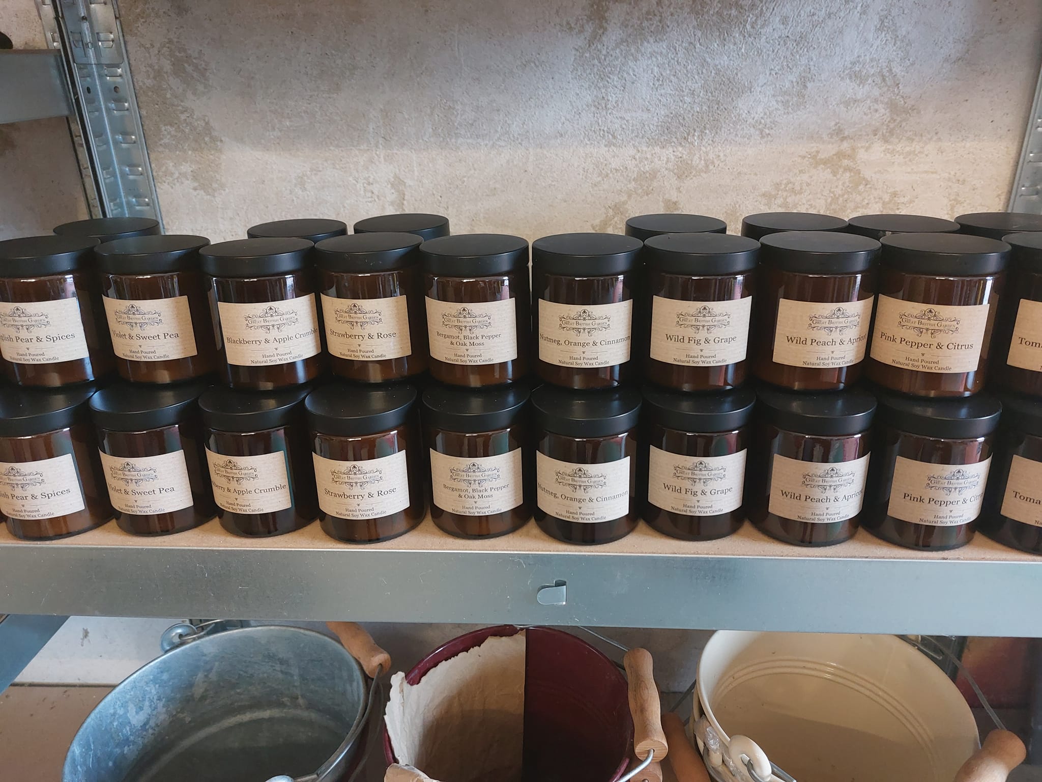 Hand poured natural soy wax candles.